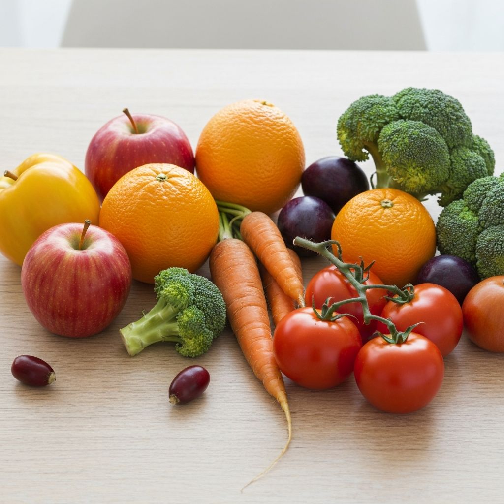 Frisches Obst und Gemüse Arrangement